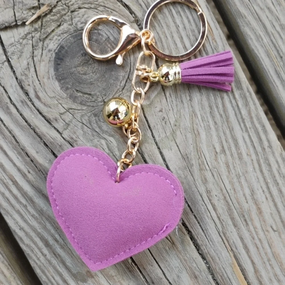 Purple Heart Keychain with Gold Accents - Picture 2 of 2